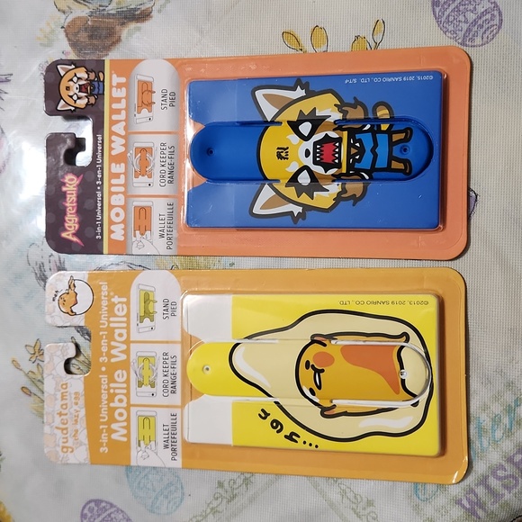 NEW Sanrio Gudetama and Aggretsuko 3-in-1 Mobile Wallet, Cord Keeper, and Stand - Picture 4 of 7